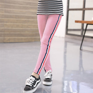 Girl Stretchy Pants Trousers Girl Leggings Pants Sports Stripe Leggings for Girls Kids Children Clothes Trousers 3 to 12 Years