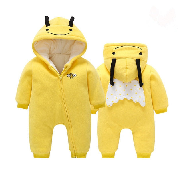 Baby clothes rompers jumpsuits newborn cartoon little bee rabbit ears zipper clothes jumpsuits cotton jackets outer jumpsuits