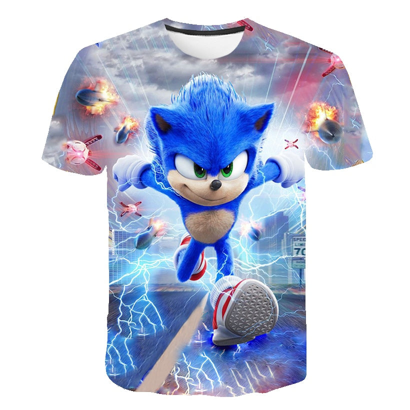 kids clothes Summer Short Sleeve 3D Cartoon Printed sonic the hedgehog T Shirt for Boys Streetwear Teenager Boys Children Tops