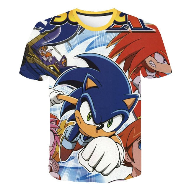 kids clothes Summer Short Sleeve 3D Cartoon Printed sonic the hedgehog T Shirt for Boys Streetwear Teenager Boys Children Tops