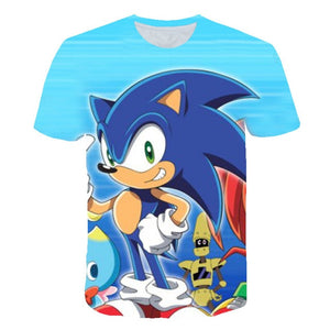 kids clothes Summer Short Sleeve 3D Cartoon Printed sonic the hedgehog T Shirt for Boys Streetwear Teenager Boys Children Tops