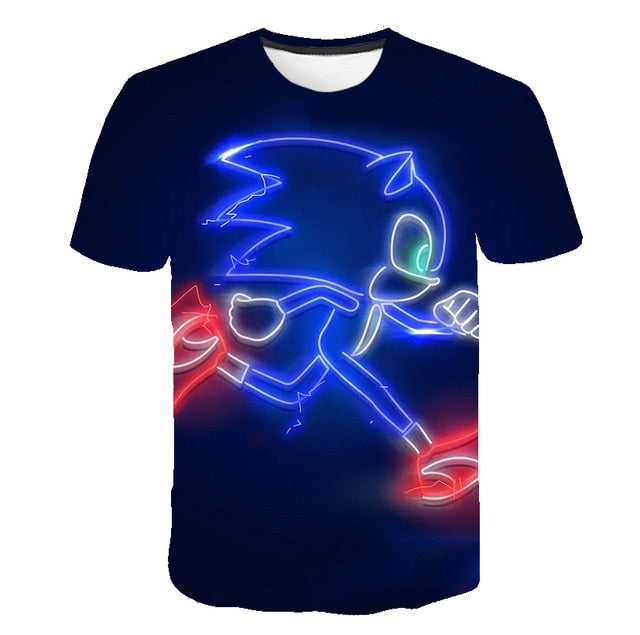 2020 Summer Boys Cartoon Sonic hedgehog t shirt Blue 3D Printed Girls Streetwear Children Kids Clothes Baby Funny Tshirt O-Neck