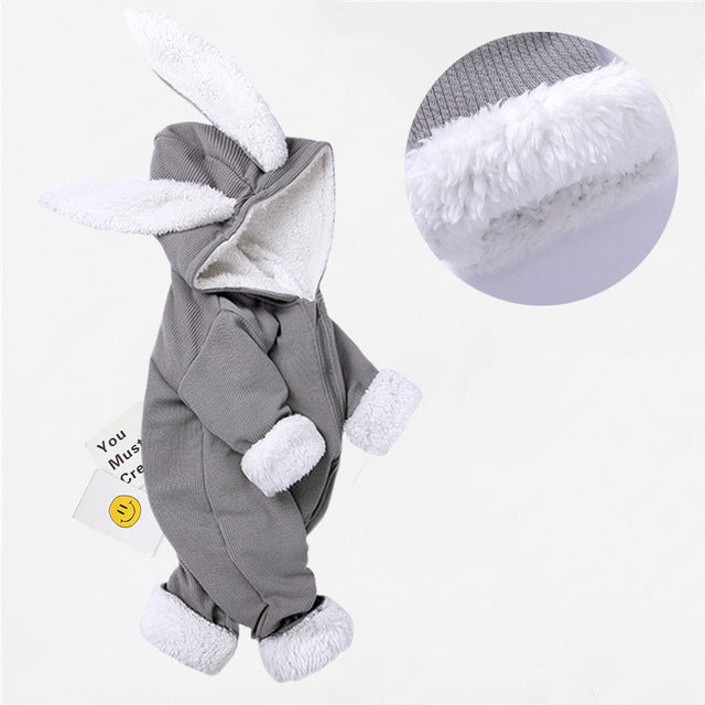 Baby clothes crawling baby suit onesies newborn baby cartoon big rabbit ears zipper clothes jumpsuit cotton coat outside romper