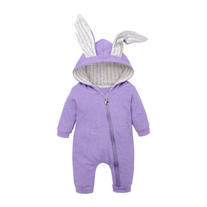 Baby clothes crawling baby suit onesies newborn baby cartoon big rabbit ears zipper clothes jumpsuit cotton coat outside romper