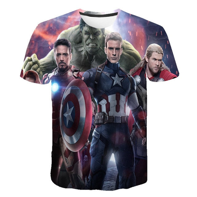 3D Boys t-shirt kids Marvel Superhero Iron Man Thor Hulk Captain America Spiderman Boys Kid Cartoon girls clothes camisetas 2020