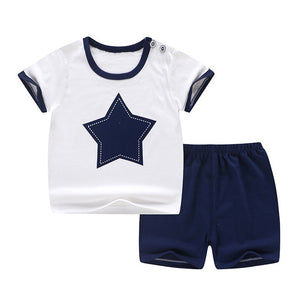 Casual Kids Clothes 2 Piece Set Clothing Green Cool Boy T-shirt + Shorts Clothing Boys Tracksuit Children Baby Clothes