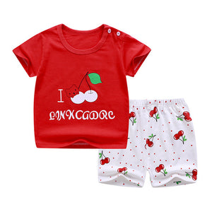 Casual Kids Clothes 2 Piece Set Clothing Green Cool Boy T-shirt + Shorts Clothing Boys Tracksuit Children Baby Clothes