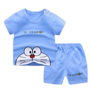 Casual Kids Clothes 2 Piece Set Clothing Green Cool Boy T-shirt + Shorts Clothing Boys Tracksuit Children Baby Clothes