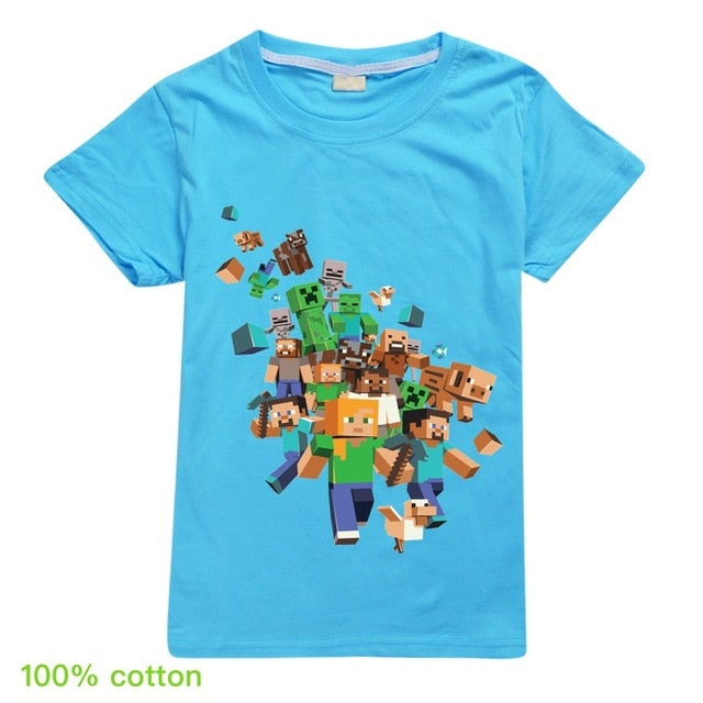 Kids Boys Girls Summer Short Sleeve Minecraftingly Cartoon Clothes Sweatshirts T Shirt Christmas  Creeper Tops 2020 UNSPEAKABLE