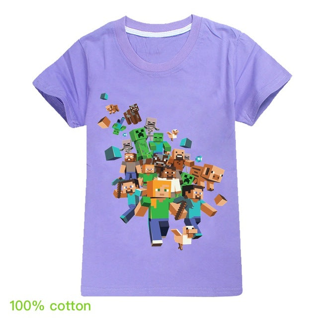 Kids Boys Girls Summer Short Sleeve Minecraftingly Cartoon Clothes Sweatshirts T Shirt Christmas  Creeper Tops 2020 UNSPEAKABLE