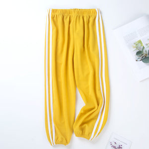 Childrenswear Spring Summer thin Stop stripde pants Trousers  Casual Solid Color  Girls Fashion Clothes