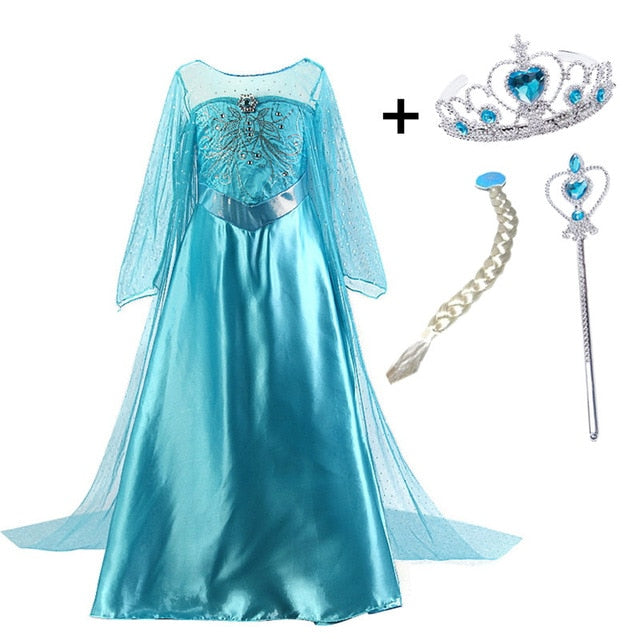 Halloween Elsa Anna Dress Girls Costume Fancy Party Princess Cosplay Baby Dresses Children's Christmas Birthday Sets Clothes