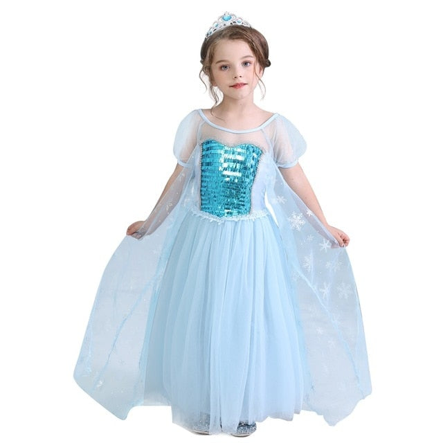 Halloween Elsa Anna Dress Girls Costume Fancy Party Princess Cosplay Baby Dresses Children's Christmas Birthday Sets Clothes