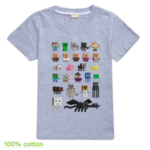 Children T shirts Plants Vs Zombies Wars Boys Clothing Cartoon Game Pattern Boys Clothes Kids O-Neck T-shirt Summer Minecrafting