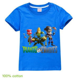 Children T shirts Plants Vs Zombies Wars Boys Clothing Cartoon Game Pattern Boys Clothes Kids O-Neck T-shirt Summer Minecrafting