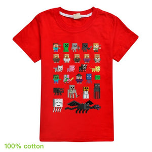 Children T shirts Plants Vs Zombies Wars Boys Clothing Cartoon Game Pattern Boys Clothes Kids O-Neck T-shirt Summer Minecrafting