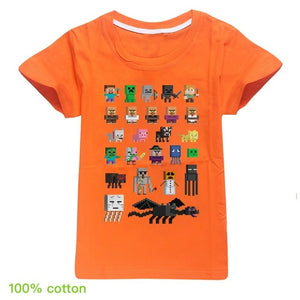 Children T shirts Plants Vs Zombies Wars Boys Clothing Cartoon Game Pattern Boys Clothes Kids O-Neck T-shirt Summer Minecrafting