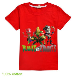 Children T shirts Plants Vs Zombies Wars Boys Clothing Cartoon Game Pattern Boys Clothes Kids O-Neck T-shirt Summer Minecrafting