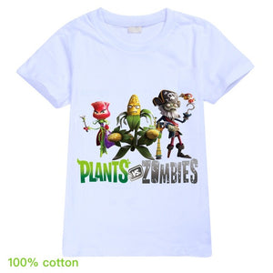 Children T shirts Plants Vs Zombies Wars Boys Clothing Cartoon Game Pattern Boys Clothes Kids O-Neck T-shirt Summer Minecrafting