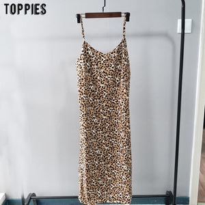 Toppies summer dress leopard sundress sexy sleeveless midi dress vacation sundress korean women clothes