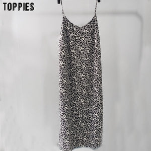 Toppies summer dress leopard sundress sexy sleeveless midi dress vacation sundress korean women clothes