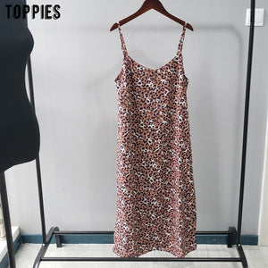 Toppies summer dress leopard sundress sexy sleeveless midi dress vacation sundress korean women clothes